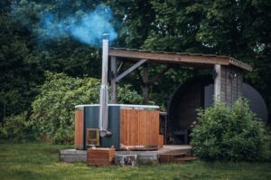 outdoor sauna and hot tub