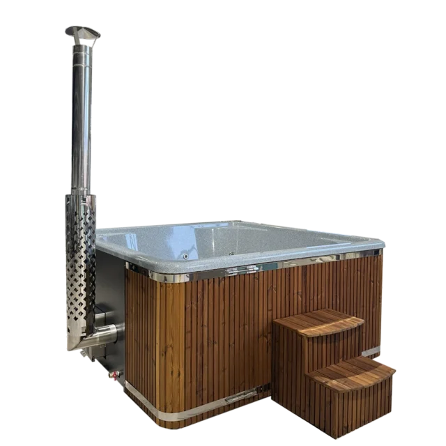 outdoor hot tub with integrated heater granite finish
