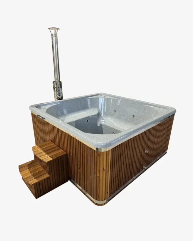 outdoor hot tub with integrated heater granite finish