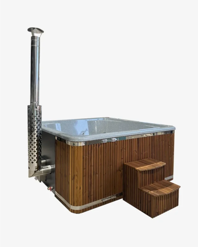 outdoor hot tub with integrated heater granite finish