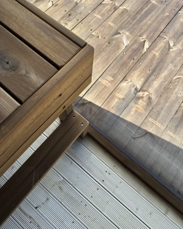 Thermowood benches in the sauna