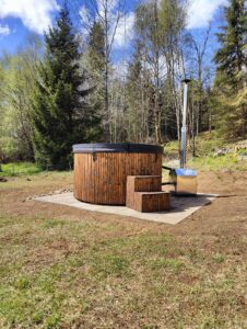 Outdoor Hot tub with external heater